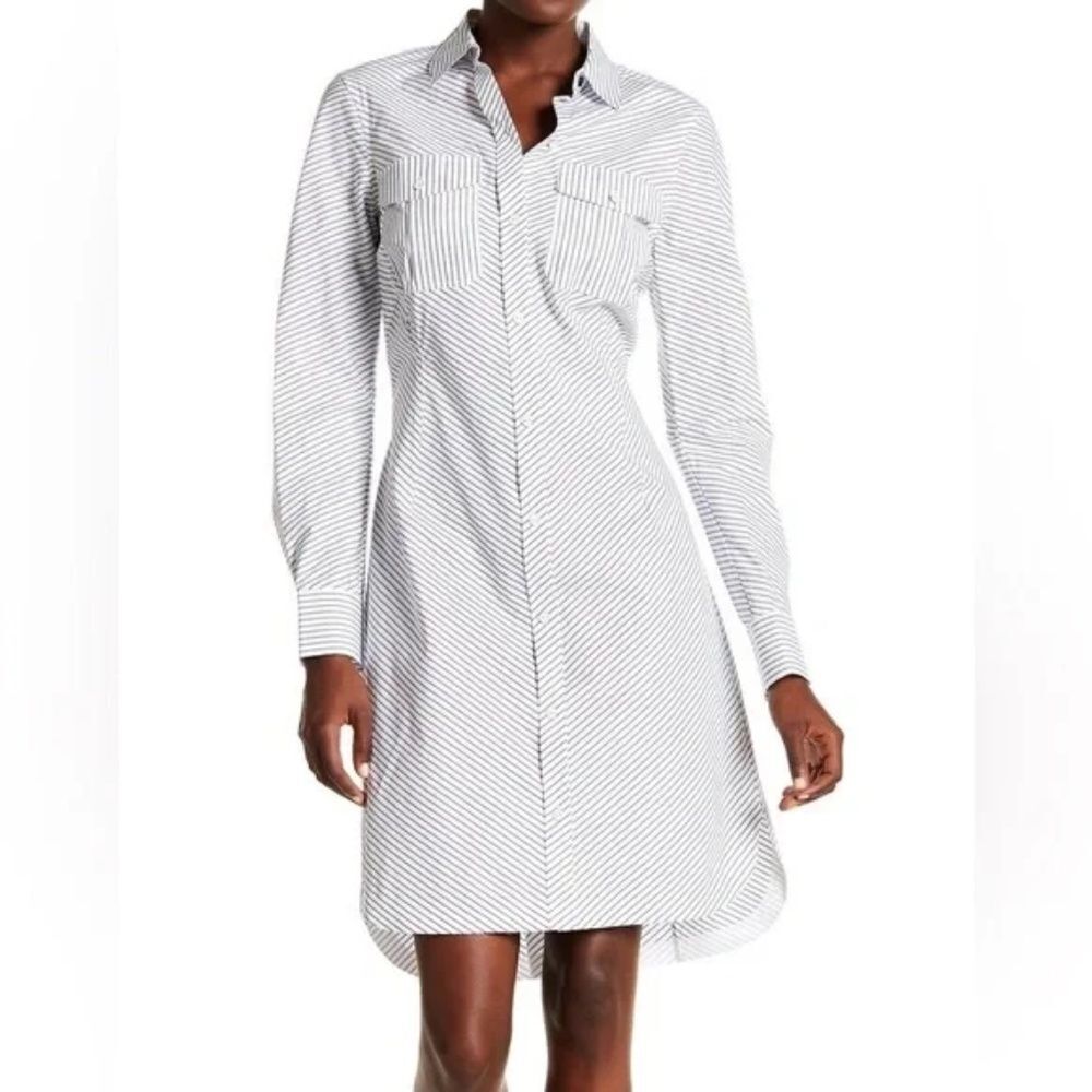 Rag & Bone Albion Shirt Dress Navy and White Striped - XS/Extra Small